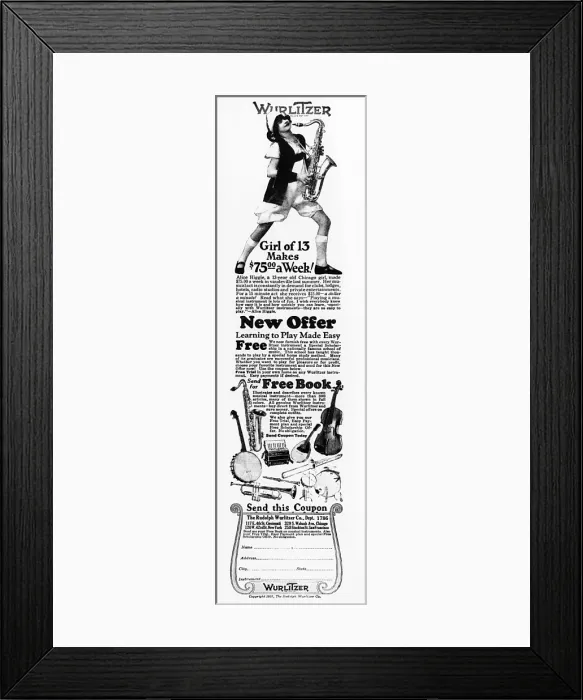 Framed Print : Wurlitzer advertisement, 1925 Framed Print : Wurlitzer advertisement, 1925