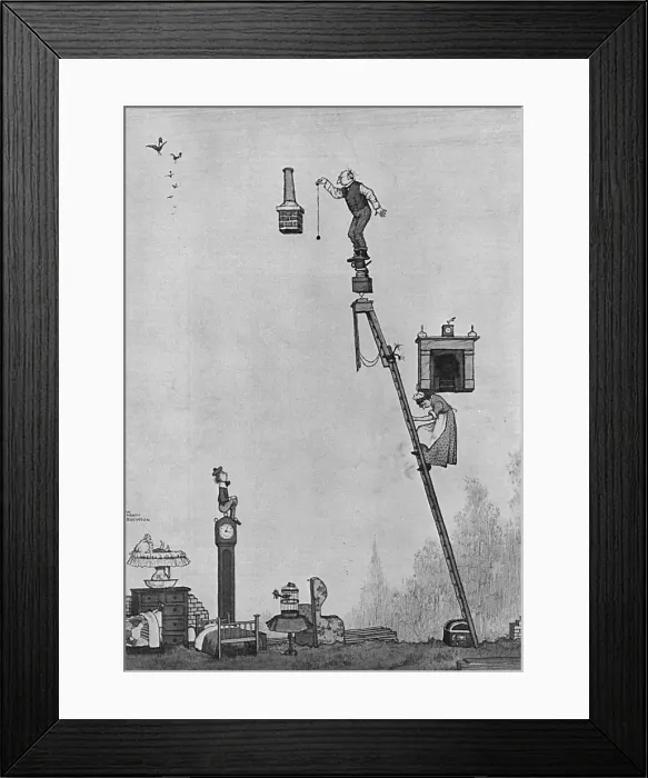 Framed Print : Self-Help in War Time by Heath Robinson Building a Bungalow Framed Print : Self-Help in War Time by Heath Robinson Building a Bungalow