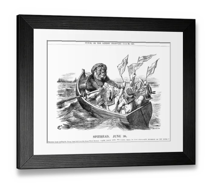 Framed Print : Spithead Review cartoon 1897 Framed Print : Spithead Review cartoon 1897
