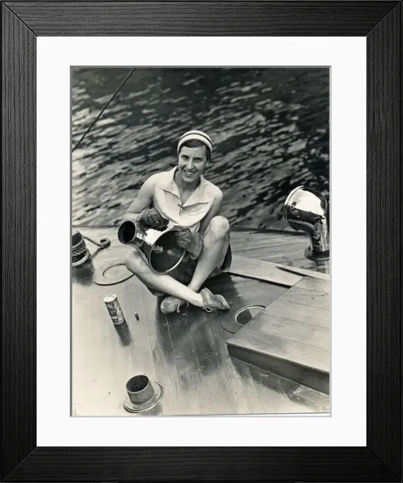 Framed Print : Rene Fraser on the fore-deck of Medusa Framed Print : Rene Fraser on the fore-deck of Medusa