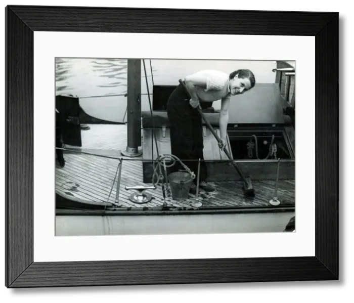 Framed Print : Rene Fraser washing engine room hatches area on Medusa Framed Print : Rene Fraser washing engine room hatches area on Medusa