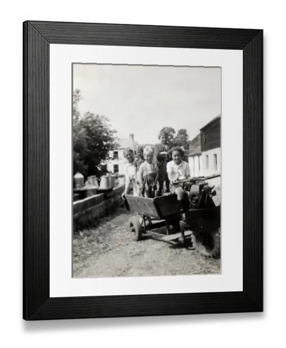 Framed Print : Children on the Wrigley three wheeled motorized cart Framed Print : Children on the Wrigley three wheeled motorized cart