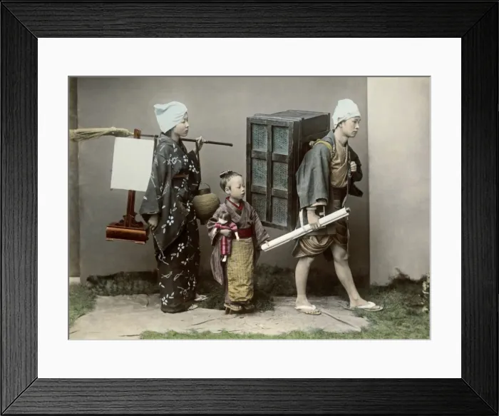 Framed Print : Family moving house, Japan Framed Print : Family moving house, Japan