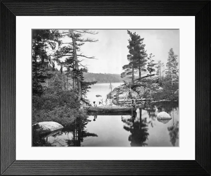 Framed Print : Bark Canoe, Lake Commandeau, Quebec Framed Print : Bark Canoe, Lake Commandeau, Quebec