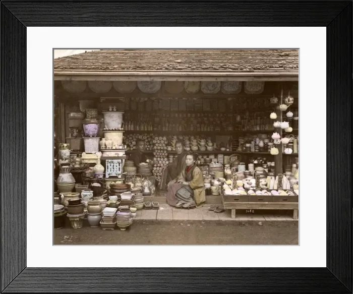 Framed Print : Pottery Shop, Japan Framed Print : Pottery Shop, Japan