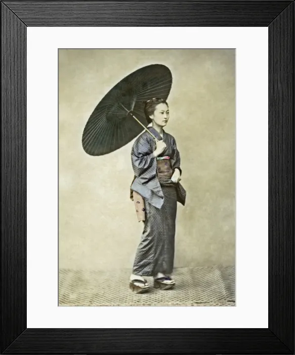 Framed Print : Geisha with Parasol, Japan Framed Print : Geisha with Parasol, Japan