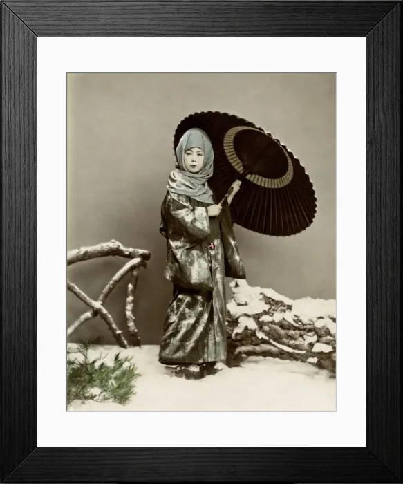 Framed Print : Girl in winter costume, Japan Framed Print : Girl in winter costume, Japan