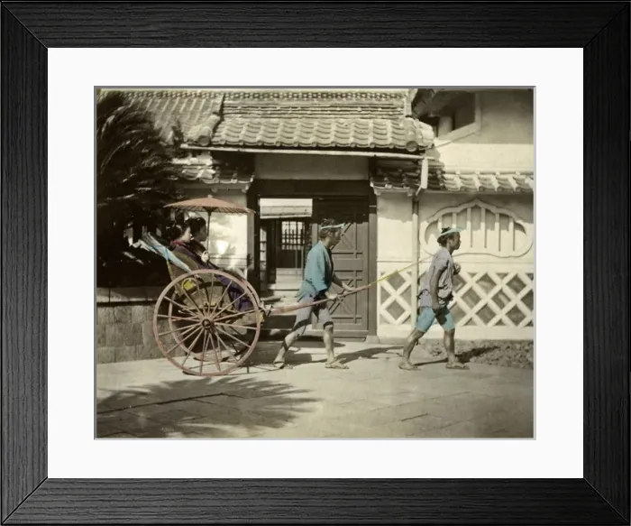 Framed Print : Geishas in Rickshaw, Japan Framed Print : Geishas in Rickshaw, Japan