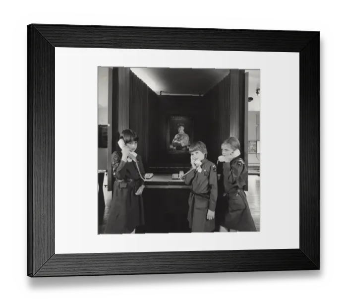 Framed Print : Three Brownies in Baden Powell House, London Framed Print : Three Brownies in Baden Powell House, London
