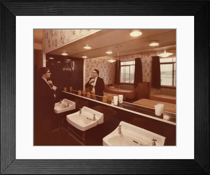 Framed Print : Man in dormitory at Baden Powell House, London Framed Print : Man in dormitory at Baden Powell House, London