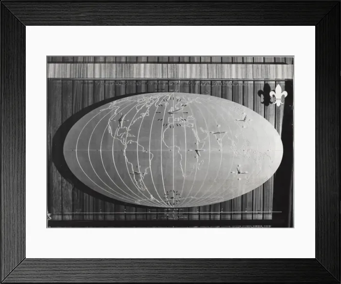 Framed Print : Map with clocks at Baden Powell House, London Framed Print : Map with clocks at Baden Powell House, London