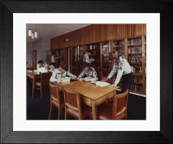 Framed Print : Scouts in library at Baden Powell House, London Framed Print : Scouts in library at Baden Powell House, London