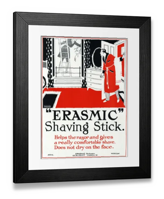Framed Print : Erasmic Shaving Stick advert, WW1 Framed Print : Erasmic Shaving Stick advert, WW1