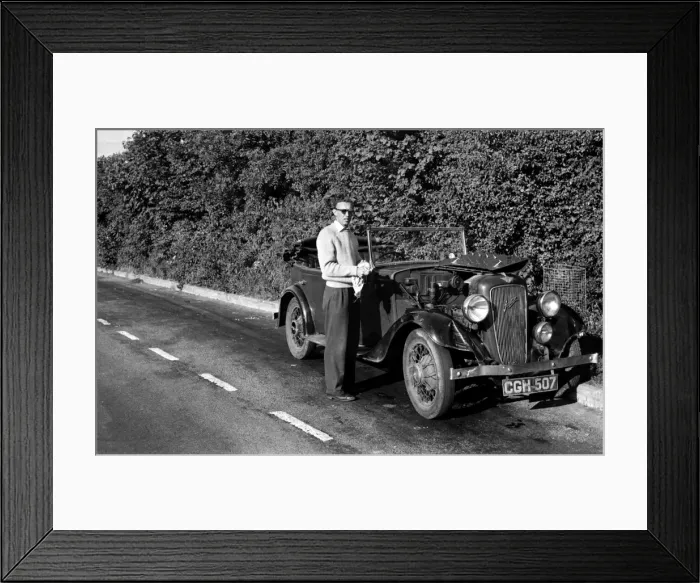 Framed Print : Man with his Austin car Framed Print : Man with his Austin car