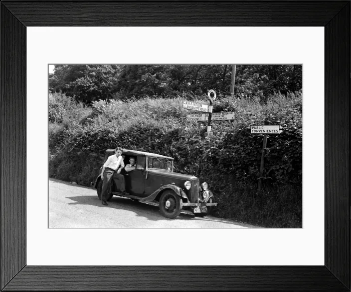 Framed Print : Two men with Austin car Framed Print : Two men with Austin car