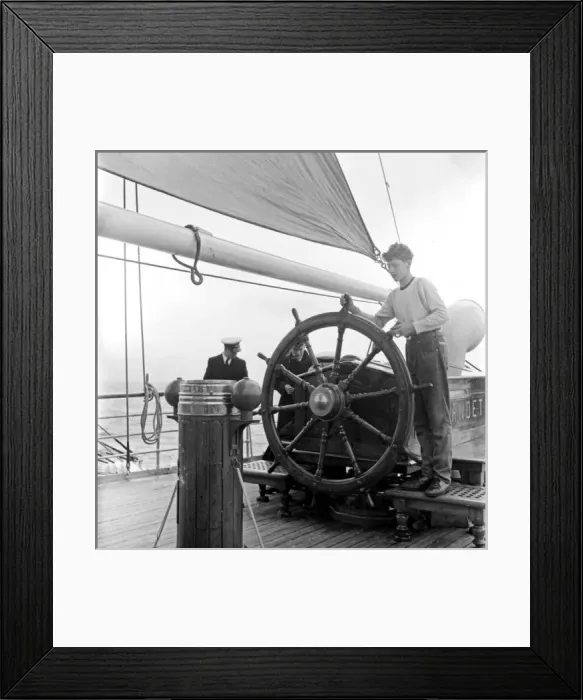Framed Print : Men and boy on deck of ship