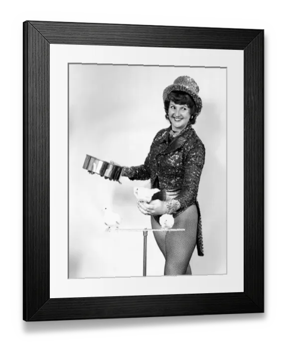 Framed Print : Magician with three white doves Framed Print : Magician with three white doves
