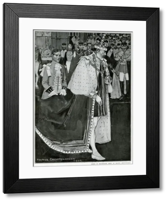 Framed Print : King Edward leaving Westminster Abbey Framed Print : King Edward leaving Westminster Abbey