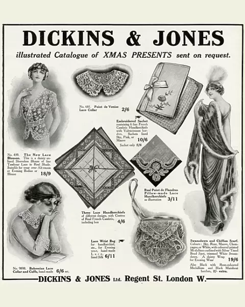 Advert for Dickins & Jones lace items 1912
