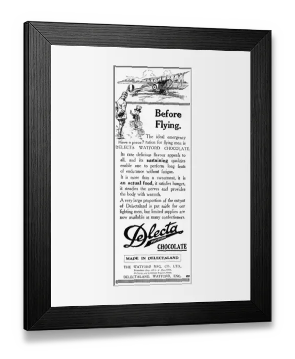 Framed Print : Delecta chocolate advertisement, WW1 Framed Print : Delecta chocolate advertisement, WW1