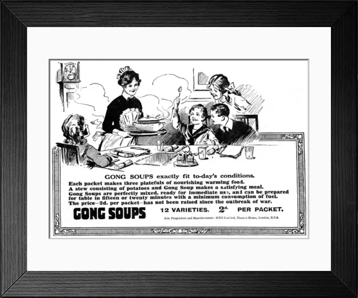 Framed Print : Gong Soups advertisement, WW1 Framed Print : Gong Soups advertisement, WW1
