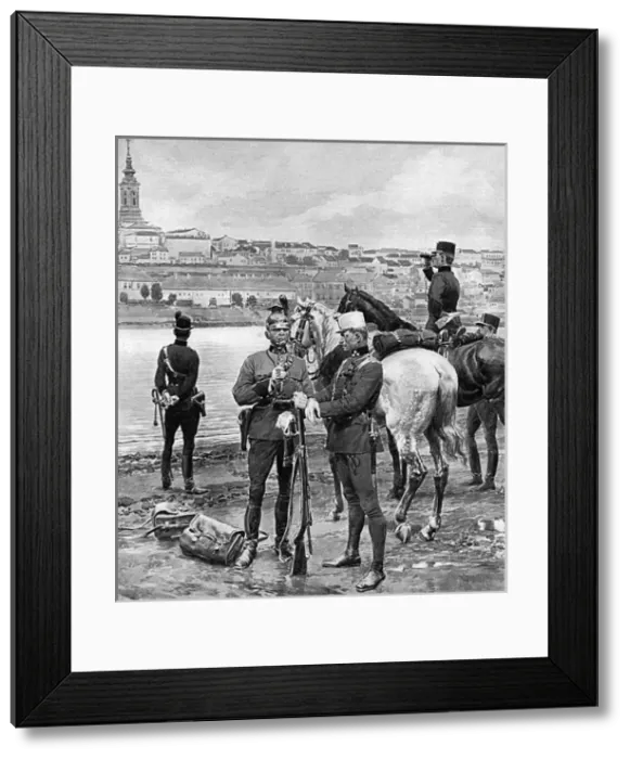 Framed Print : Austrian troops by the Danube Framed Print : Austrian troops by the Danube