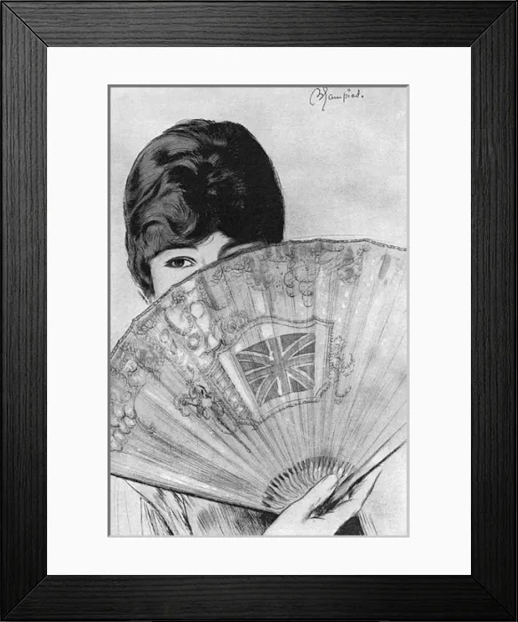 Framed Print : Eyes Left by Edmund Blampied, patriotic fan, WW1 Framed Print : Eyes Left by Edmund Blampied, patriotic fan, WW1