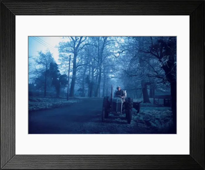 Framed Print : Farmer on tractor on a frosty morning Framed Print : Farmer on tractor on a frosty morning