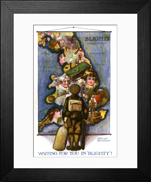 Framed Print : Waiting for You in Blighty - WW1 postcard Framed Print : Waiting for You in Blighty - WW1 postcard
