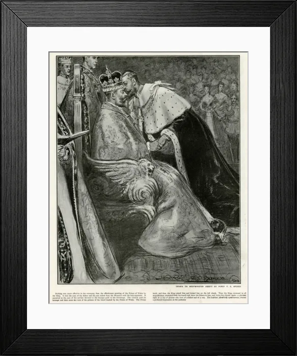 Framed Print : Prince George giving homage to King Edward at coronation Framed Print : Prince George giving homage to King Edward at coronation