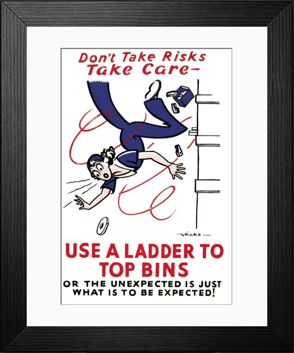Framed Print : WW2 safety poster, Don t Take Risks, Take Care Framed Print : WW2 safety poster, Don t Take Risks, Take Care