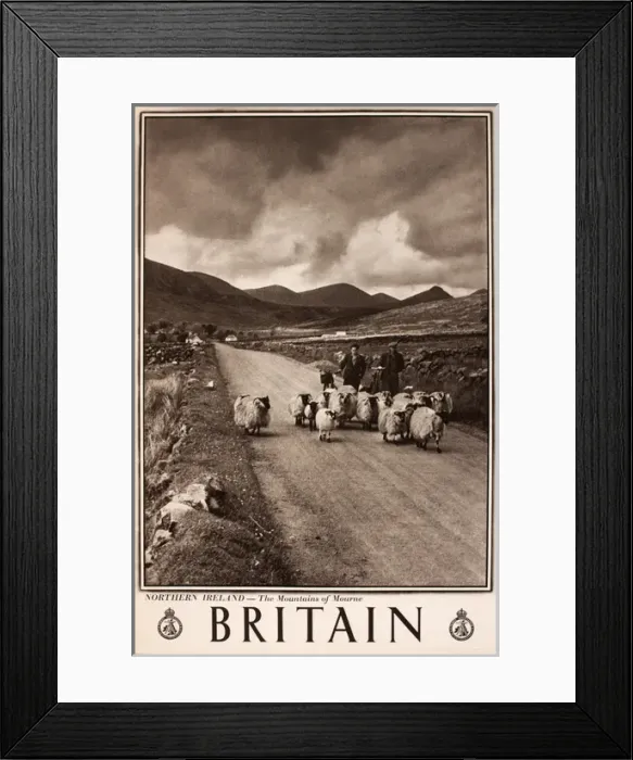 Framed Print : Britain poster, Northern Ireland, Mountains of Morne Framed Print : Britain poster, Northern Ireland, Mountains of Morne