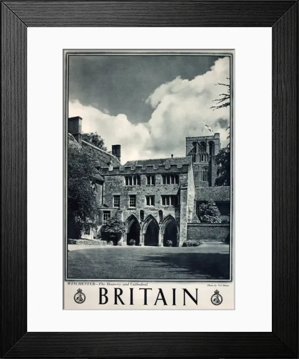 Framed Print : Britain poster, Winchester Deanery and Cathedral Framed Print : Britain poster, Winchester Deanery and Cathedral