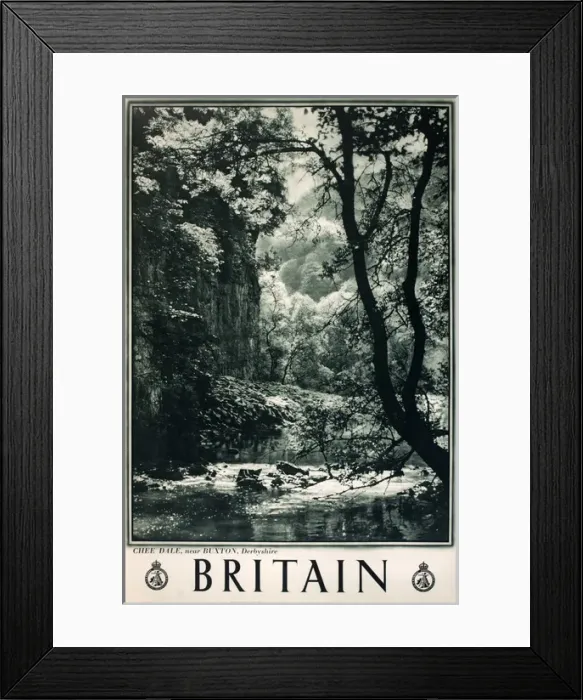 Framed Print : Britain poster, Chee Dale, near Buxton, Derbyshire Framed Print : Britain poster, Chee Dale, near Buxton, Derbyshire