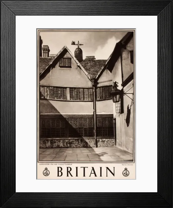 Framed Print : Britain poster, Leicester, 14th century Guildhall Framed Print : Britain poster, Leicester, 14th century Guildhall
