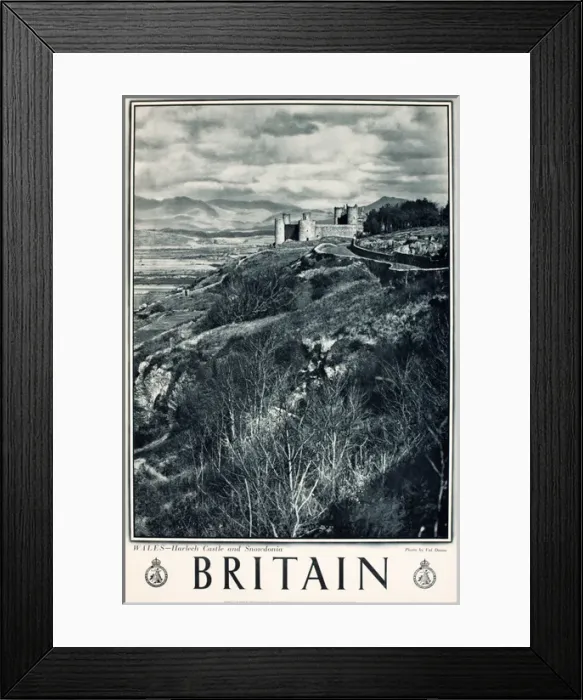 Framed Print : Britain poster, Harlech Castle and Snowdonia Framed Print : Britain poster, Harlech Castle and Snowdonia