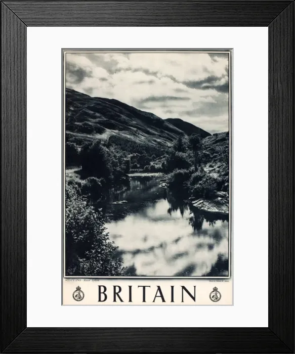 Framed Print : Britain poster, River Ayort, Scotland Framed Print : Britain poster, River Ayort, Scotland