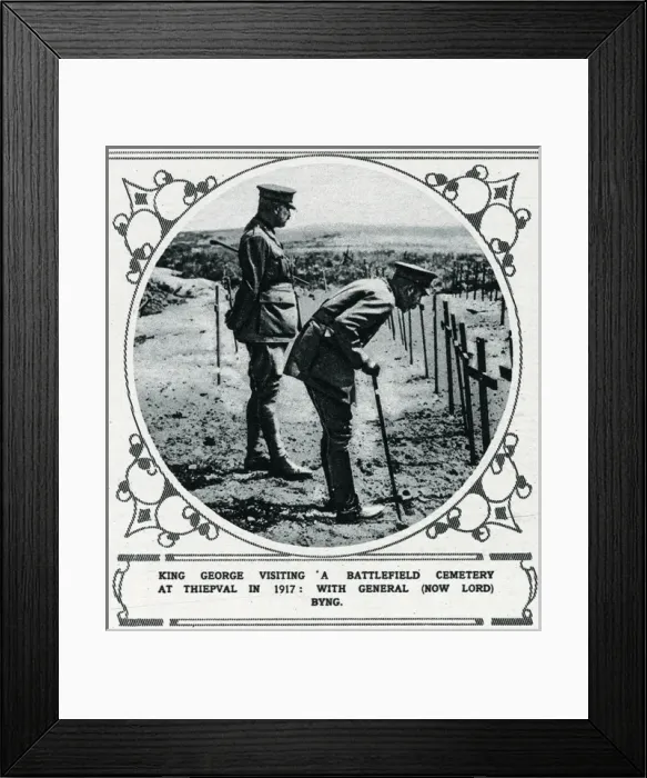 Framed Print : King George visiting a battlefield cemetery Framed Print : King George visiting a battlefield cemetery