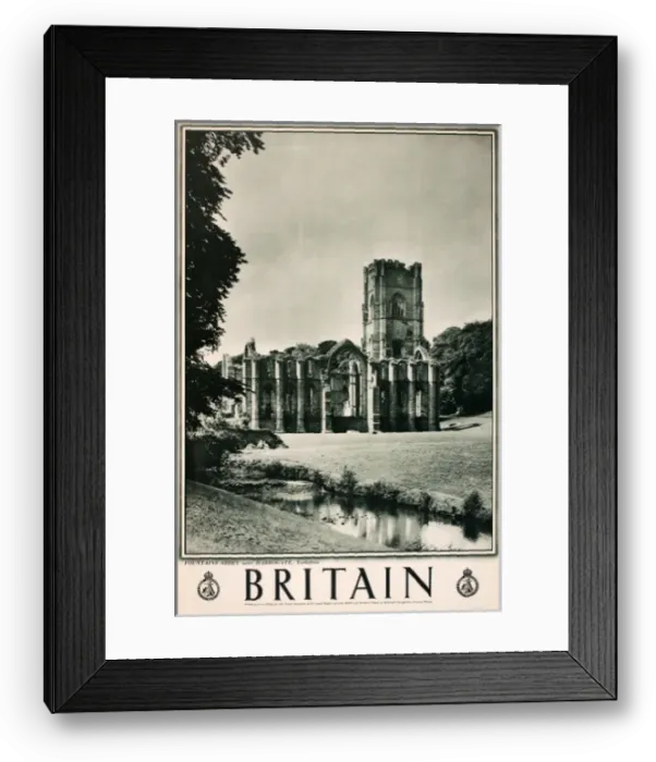 Framed Print : Britain poster, Fountains Abbey near Harrogate, Yorkshire Framed Print : Britain poster, Fountains Abbey near Harrogate, Yorkshire