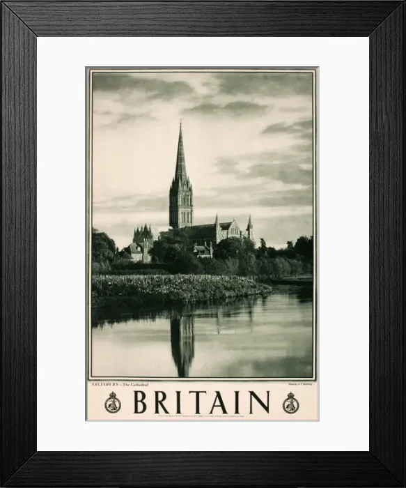 Framed Print : Britain poster, Salisbury Cathedral Framed Print : Britain poster, Salisbury Cathedral