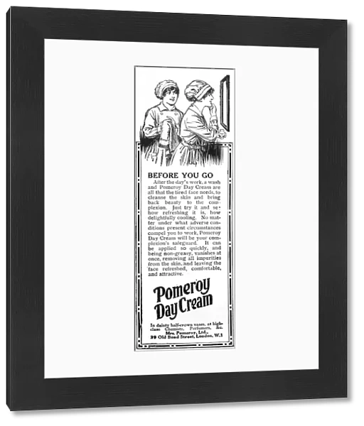 Pomeroy day cream advertisement for munitions workers, WW1