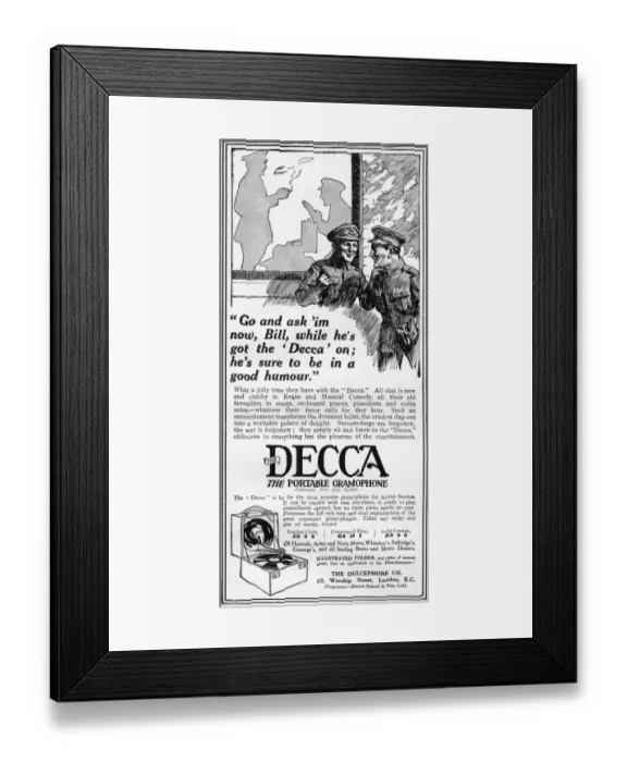Framed Print : Decca advertisement, WW1 Framed Print : Decca advertisement, WW1
