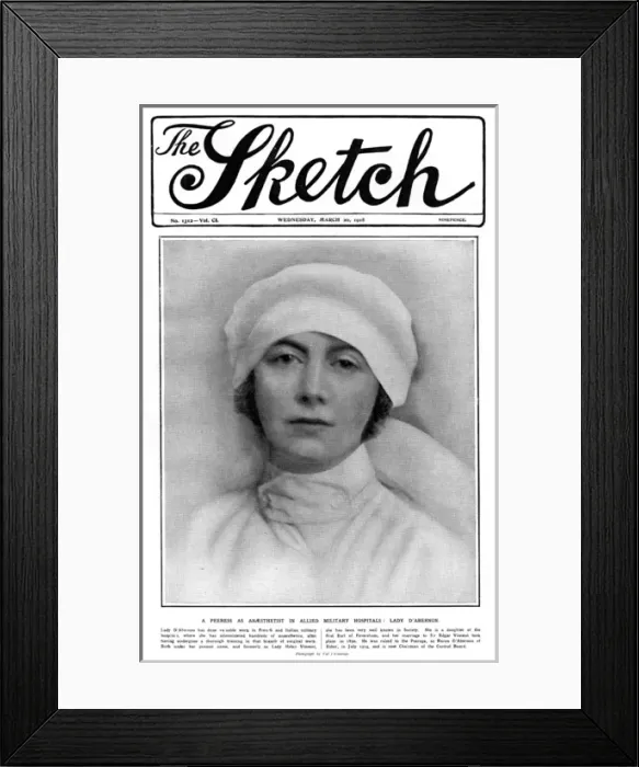 Framed Print : Sketch cover, Lady D Abernon as an anaesthetist, WW1 Framed Print : Sketch cover, Lady D Abernon as an anaesthetist, WW1