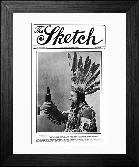 Framed Print : Sketch cover, George Robey in Bing Boys on Broadway, WW1
