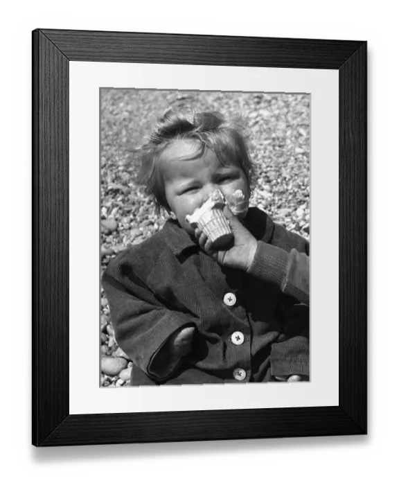 Framed Print : Toddler with ice cream Framed Print : Toddler with ice cream