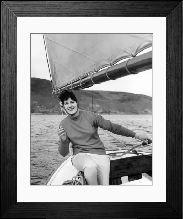 Framed Print : Woman on a sailing boat Framed Print : Woman on a sailing boat