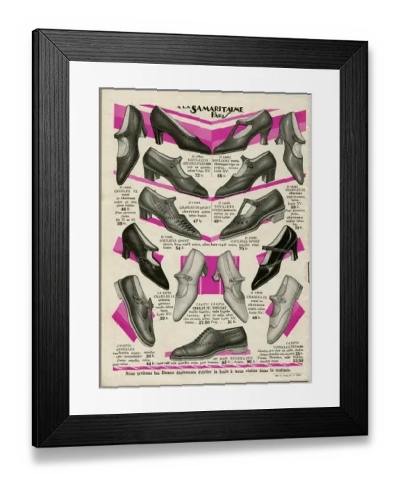 Framed Print : Range of buckled womens shoes 1928 Framed Print : Range of buckled womens shoes 1928