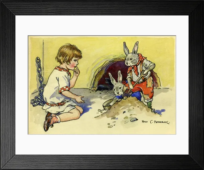 Framed Print : Child with rabbits Framed Print : Child with rabbits