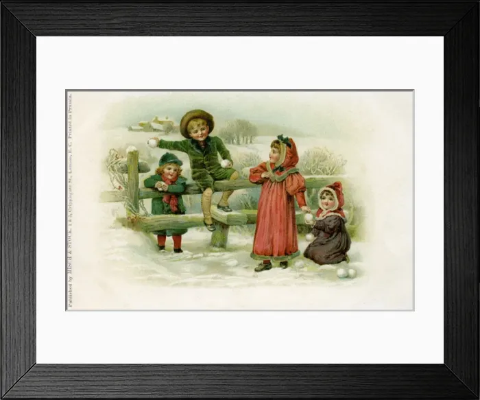 Framed Print : Children snowballing Framed Print : Children snowballing