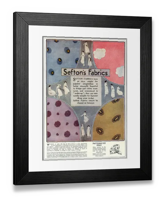 Framed Print : Sefton Fabrics advertisement Framed Print : Sefton Fabrics advertisement